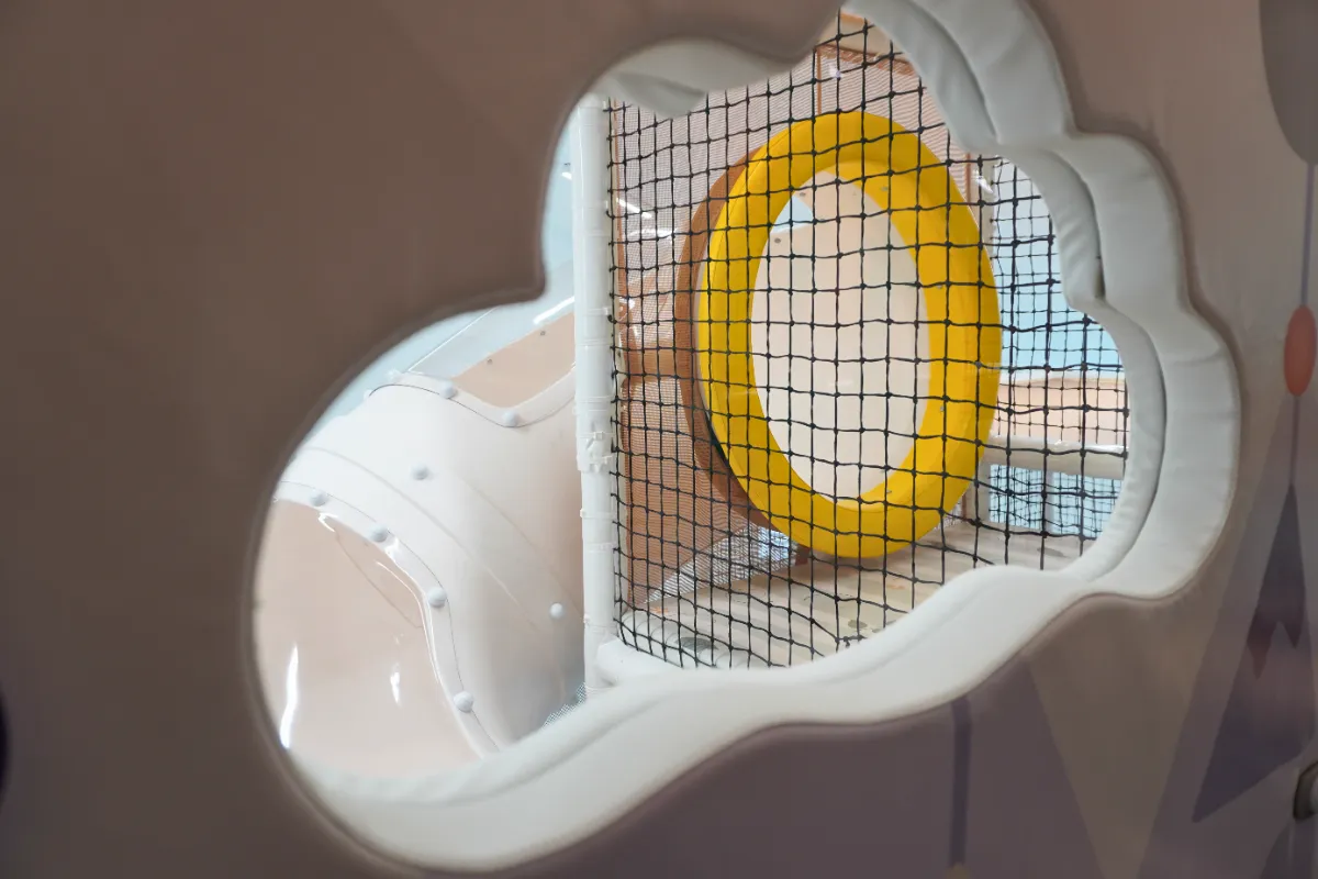 Bewegungsspiel mit Hängeball – Ententini Indoor-Spielplatz